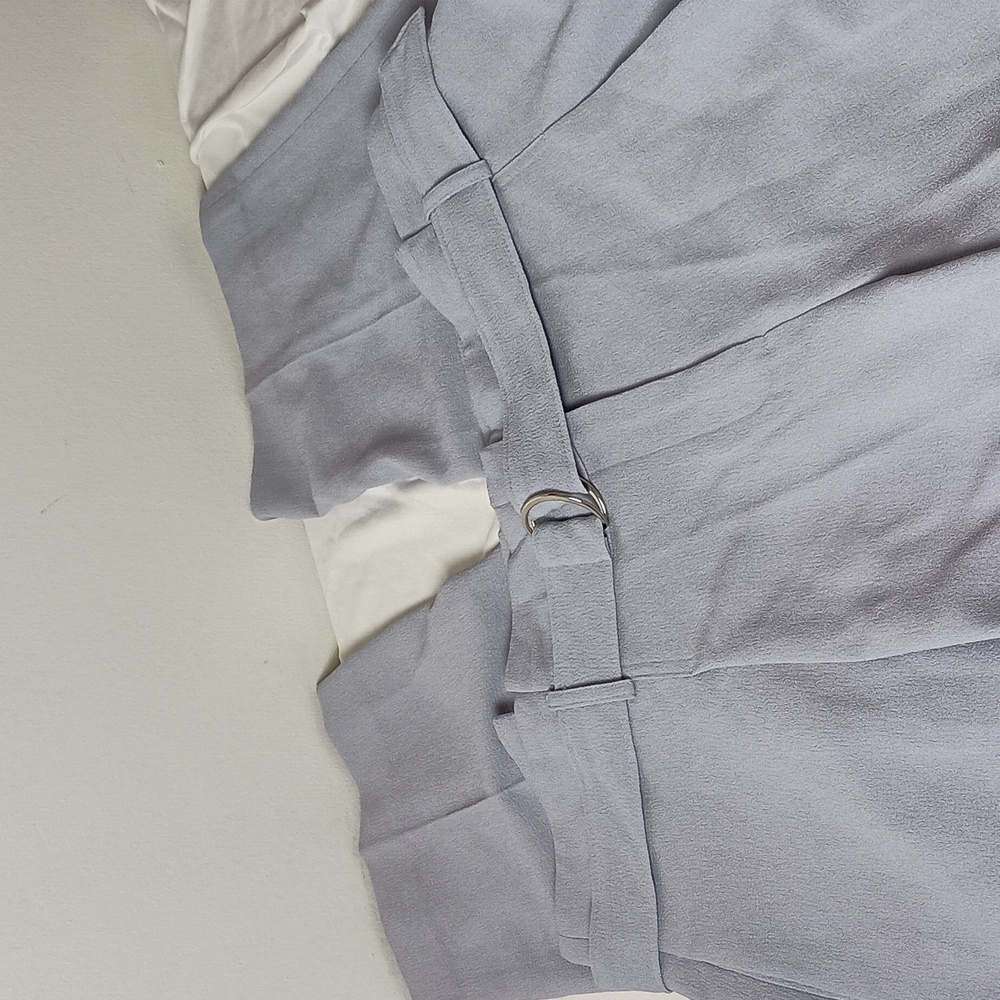 Bar III 16W Paperbag Waist Pants Moonstone Blue Gray Pleated Crepe High Rise - Picture 10 of 10